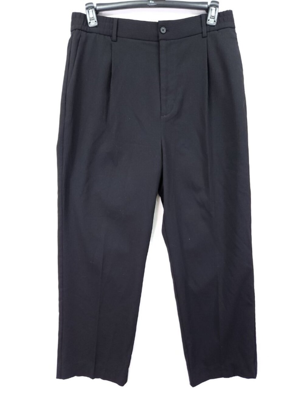 Zara Man Black Pleated Trousers Size Large 34x29 Relaxed Wide Leg Pants